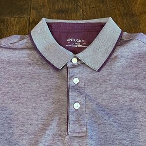 Untuckit Heathered purple Lind sleeve polo, size L!